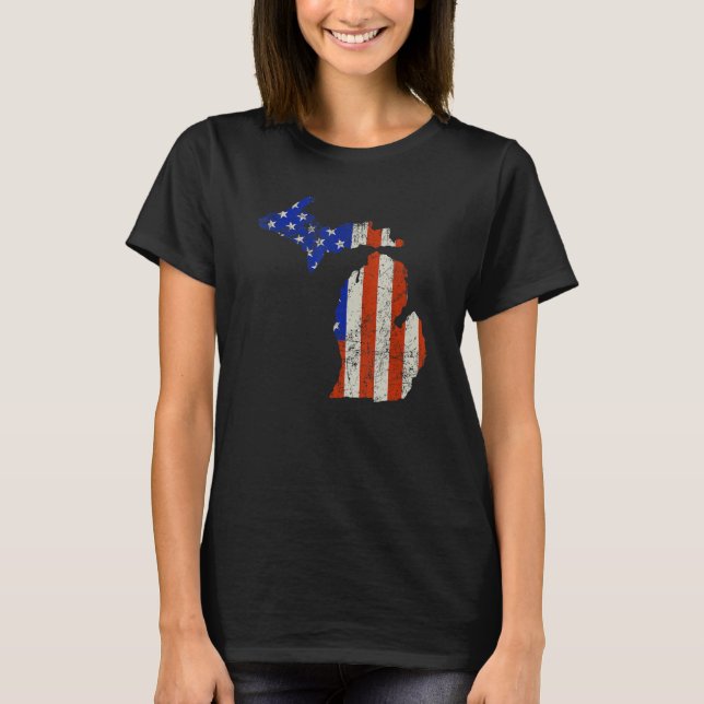 Michigan Home Us Flag T-Shirt (Front)