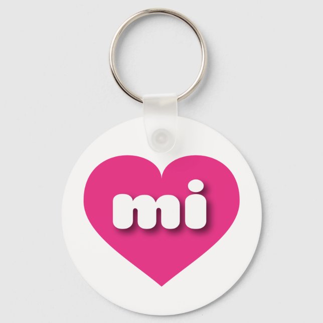 Michigan hot pink heart - I love mi Key Ring (Front)