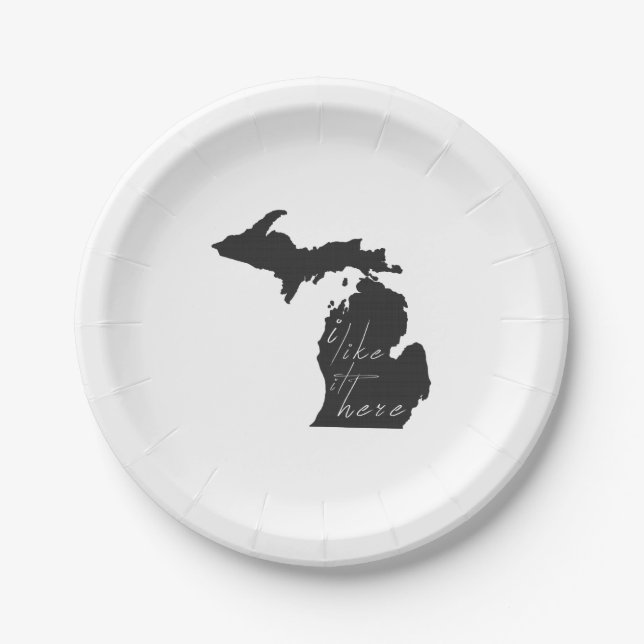 Michigan I Like It Here Paper Party Plates (Front)