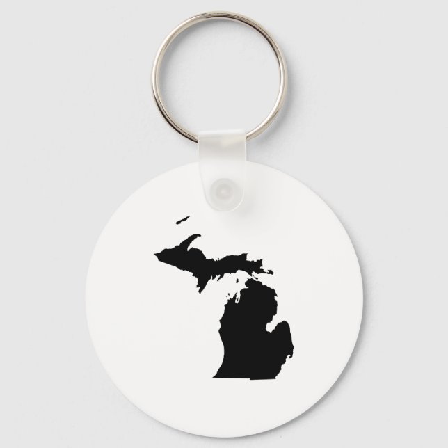 Michigan in Black and White Key Ring (Front)