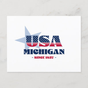 Michigan in Red, White, and Blue Postcard