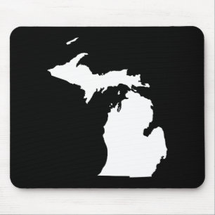 Michigan in White and Black Mouse Pad
