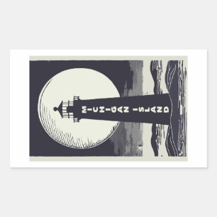 Michigan Island Lighthouse Moon Rectangular Sticker