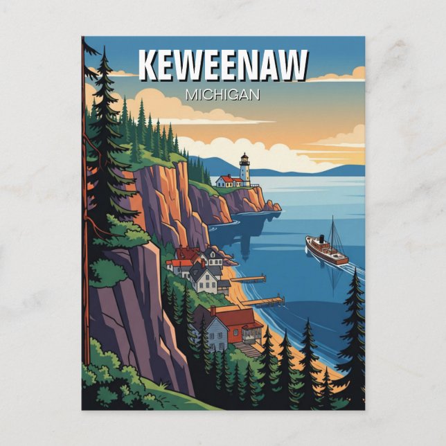 Michigan Keweenaw Peninsula Travel Postcard (Front)