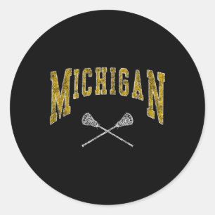 Michigan Lacrosse Vintage Lax Players And Fans Vin Classic Round Sticker