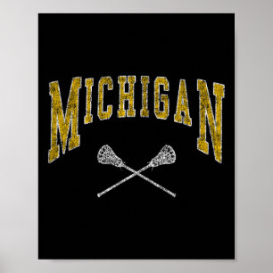 Michigan Lacrosse Vintage Lax Players And Fans Vin Poster