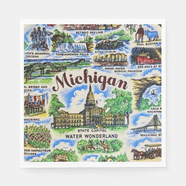 Michigan Landmarks Party  Napkin (Front)