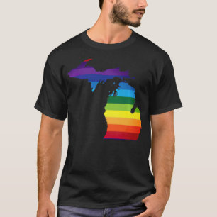 Michigan LGBT Rainbow Flag Gay Pride  T-Shirt