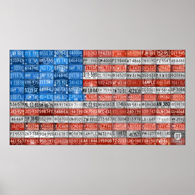 Michigan License Plate Flag Art Print Two (Front)