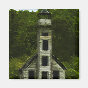 Michigan Lighthouse Abstract Impressionism Magnet