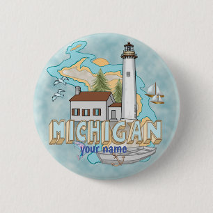 Michigan Lighthouse pin button