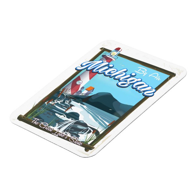 Michigan Lighthouse travel poster!. Magnet (Left Side)