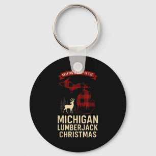 Michigan Lumberjack Xmas Shirt Mi Cozy Plaid Reind Key Ring