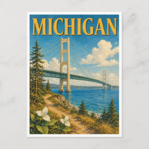 Michigan Mackinac Bridge GeoSaga Postcard