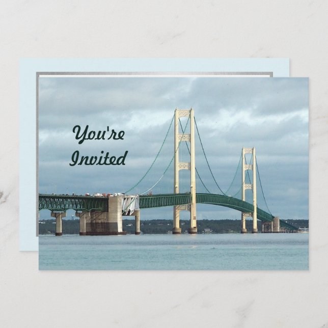Michigan Mackinac Bridge Photo Birthday Invitation (Front/Back)