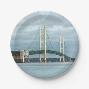 Michigan Mackinac Bridge Photo Paper Plate