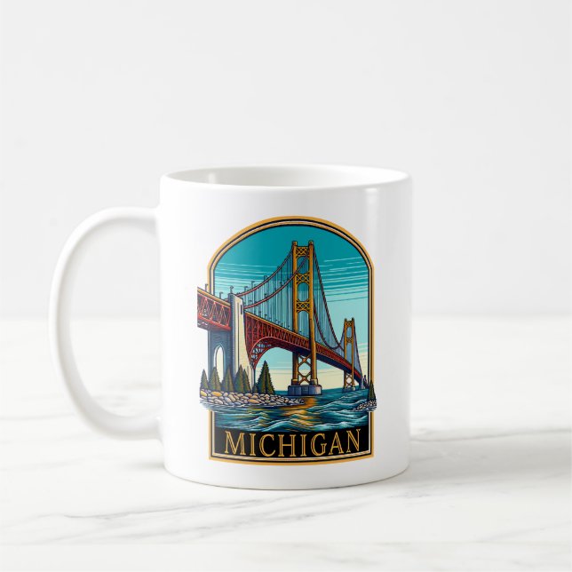 Michigan Mackinaw Bridge Coffee Mug (Left)