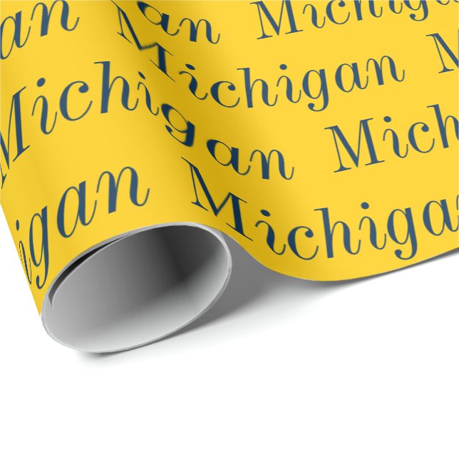 Michigan Maize and Blue Wrapping Paper (Roll Corner)