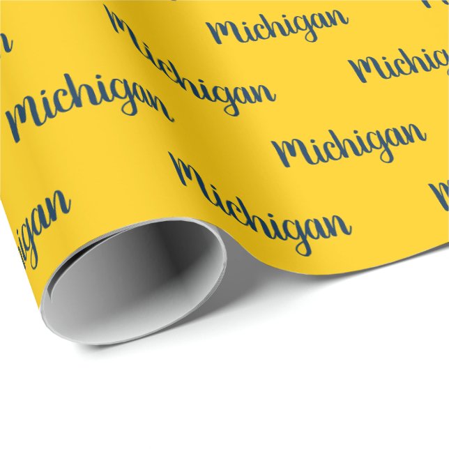 Michigan Maize and Blue Wrapping Paper (Roll Corner)