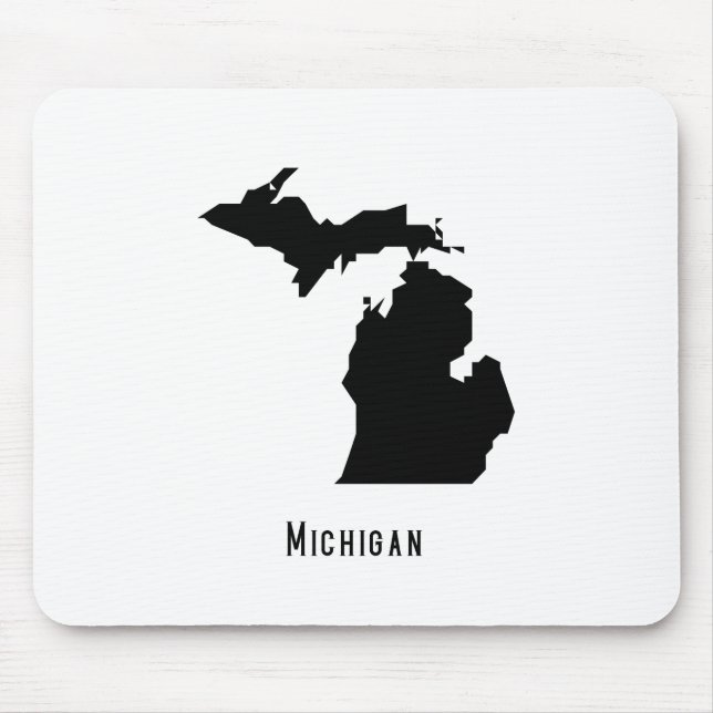 Michigan Map - Black and White Modern Michigan Map Mouse Pad (Front)