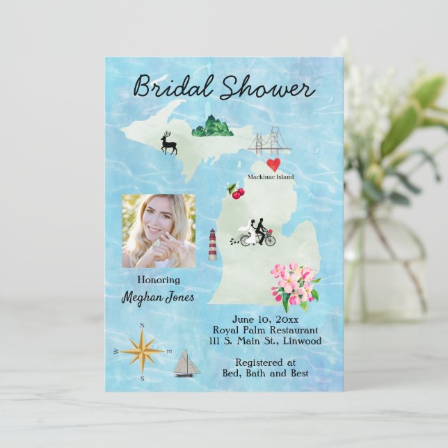 Michigan Map Bridal Shower Invitation (Standing Front)