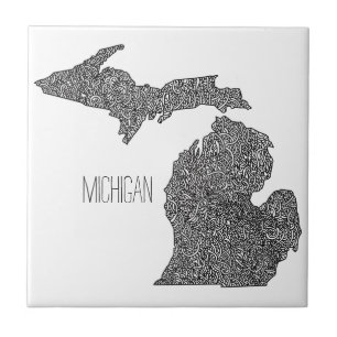 Michigan Map Ceramic Tile