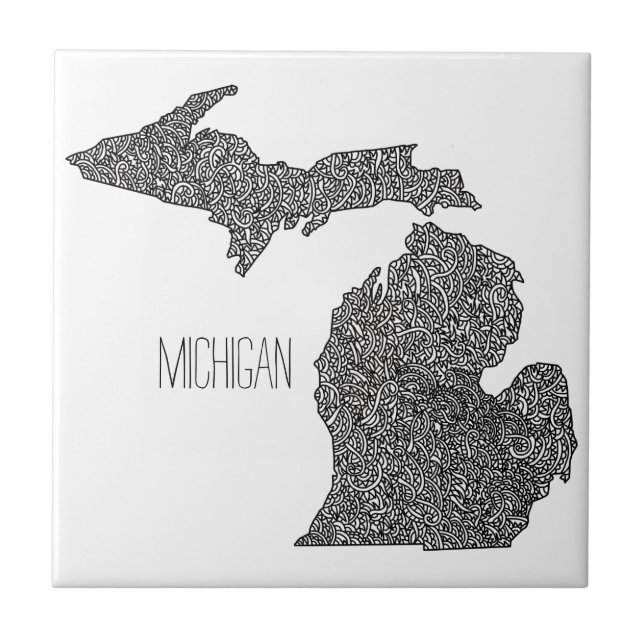 Michigan Map Ceramic Tile (Front)