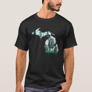 Michigan Map Morel Mushroom Hunting Shrooming More T-Shirt