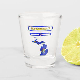 MICHIGAN, MAP OF MICHIGAN, USA. SAMER BRASIL SHOT GLASS