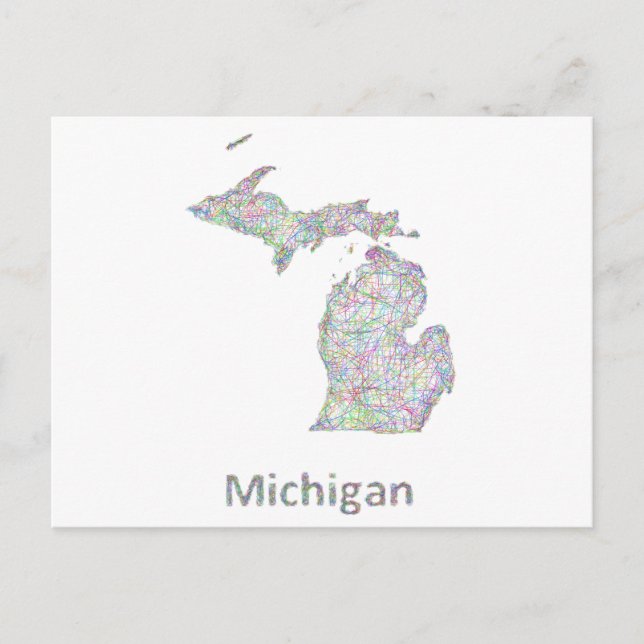 Michigan map postcard (Front)