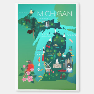 Michigan Map Refrigerator Magnet