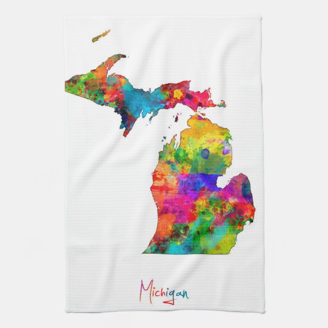 Michigan Map Tea Towel (Vertical)