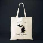 Michigan Map Wedding Welcome Bag Tote Black & Gold<br><div class="desc">Wedding weekend welcome gift bag for out of town guests to your wedding,  featuring image of Michigan,  with gold heart.  Fill tote with your favourite goodies.</div>