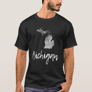 Michigan Mi Map Grunge Vintage Graphic Home State  T-Shirt