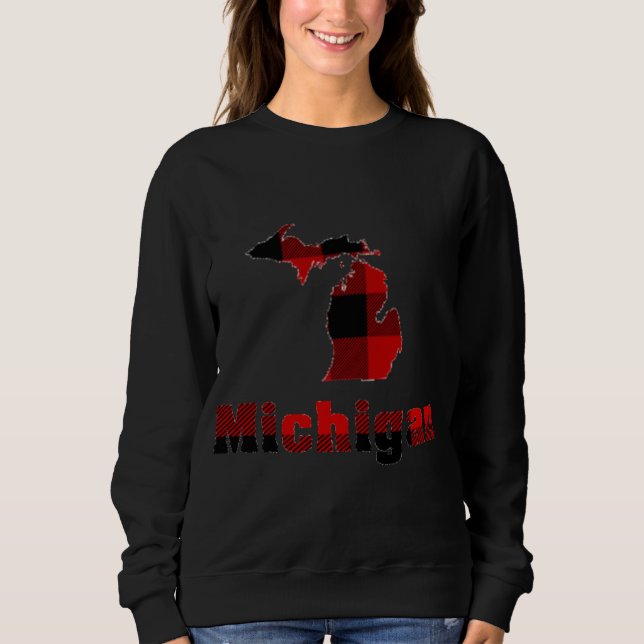 Michigan Michigander Buffalo Plaid Winter Christma Sweatshirt (Front)