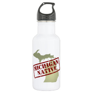 Michigan Native Stamped on Map 532 Ml Water Bottle