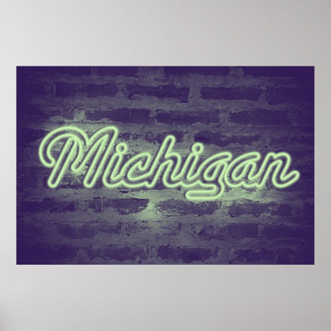 'Michigan' Neon Light Sign - Mint Choc (Front)