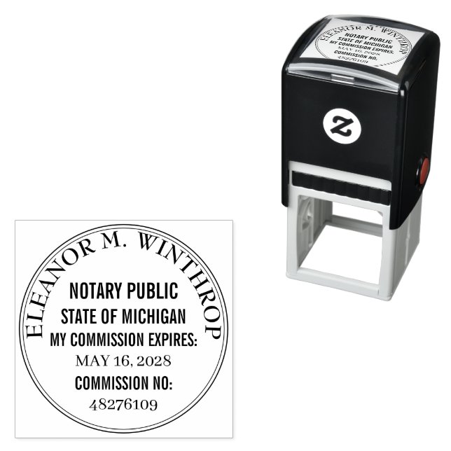 Michigan Notary Public Round  Self-inking Stamp (In Situ)
