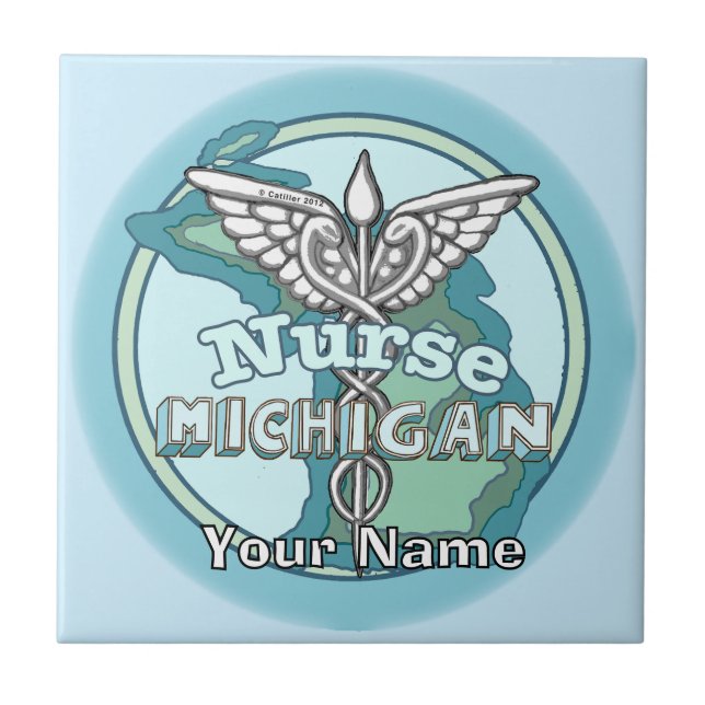 Michigan Nurse Caduceus Tile (Front)