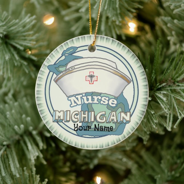 Michigan Nurse Ceramic Ornament (Tree)