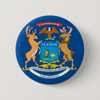 Michigan  Official State Flag 6 Cm Round Badge