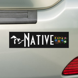 Michigan Ojibwe Floral Native American Black Auto Bumper Sticker