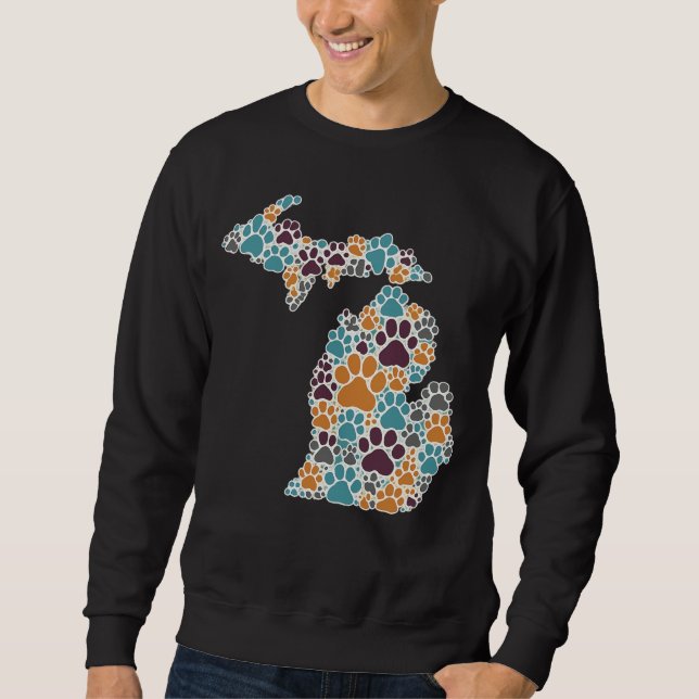 Michigan Paw Prints Men's Basic Sweatshirt (Front)