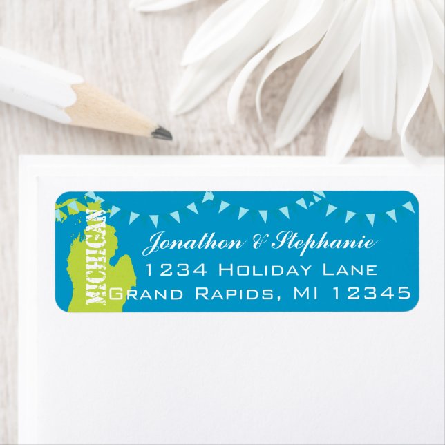 Michigan Pendant Map of Michigan Return Labels (Insitu)