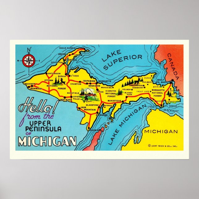 Michigan Penninsula 16x24 Map Poster (Front)