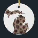 Michigan Petoskey Stone  Ceramic Ornament<br><div class="desc">Show that you’re smitten with the mitten with this Petoskey stone design. Celebrate the Great Lakes!</div>