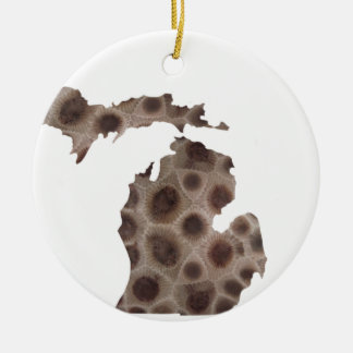 Michigan Petoskey Stone Ceramic Ornament