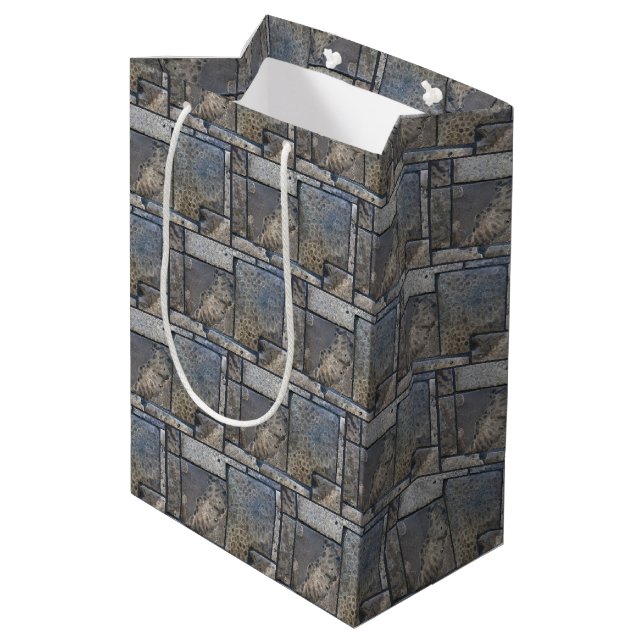 Michigan Petoskey Stone Design Medium Gift Bag (Back Angled)