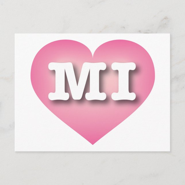 MIchigan Pink Fade Heart - I love MI Postcard (Front)