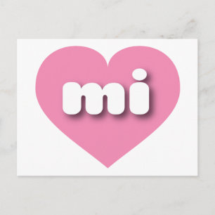 MIchigan pink heart - I love mi Postcard